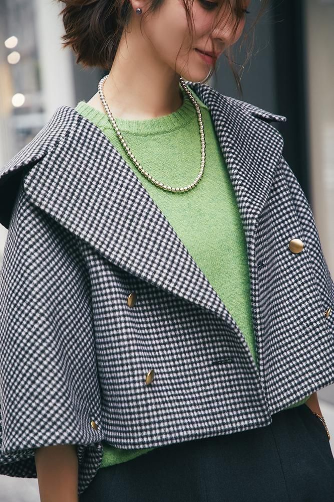 ダブルブレストショートコート(チェック) - seventen