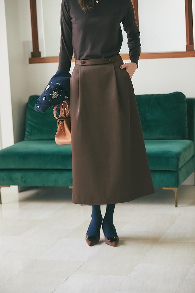 追加予約】【2026年2月末頃配送】タックタイトスカート(ブラウン