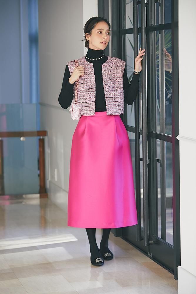 予約】【12月上旬～中旬頃配送】コンパクトツイードジレ(ピンク