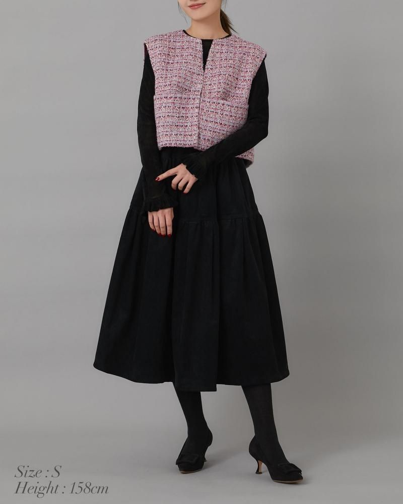 予約】【12月上旬～中旬頃配送】コンパクトツイードジレ(グリーン