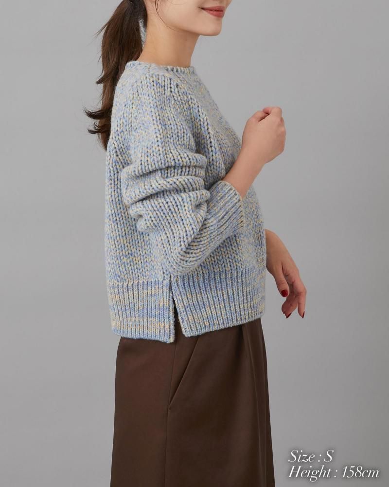 baserangeフランス製 ローゲージニット 予約】【12月下旬頃配送】ローゲージコンパクトニット(ミックスブルー