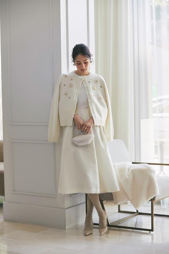 予約】【12月下旬頃配送】スノーフレイクカーディガン(オフホワイト