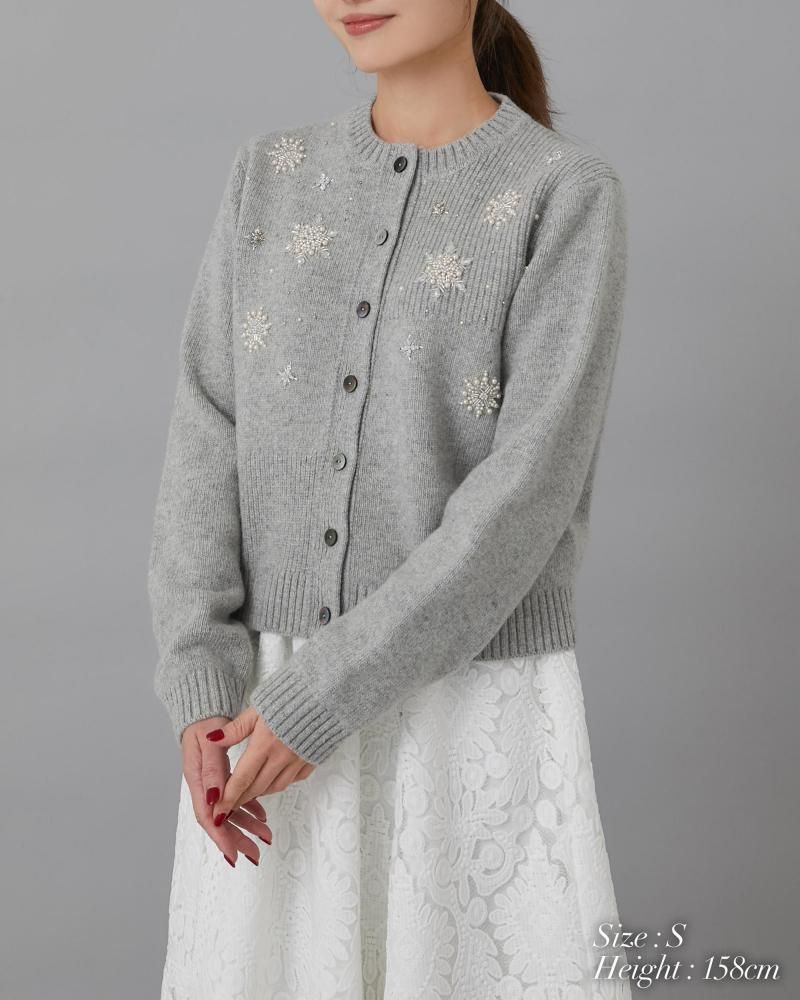 予約】【12月下旬頃配送】スノーフレイクカーディガン(オフホワイト
