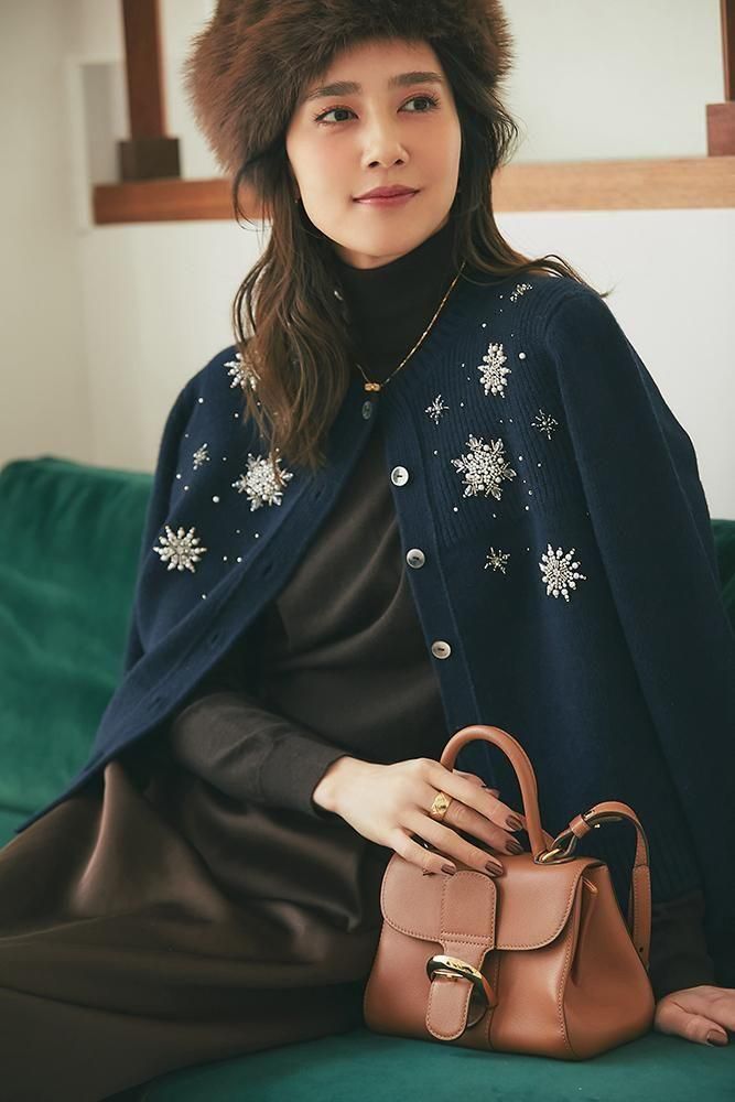 予約】【12月下旬頃配送】スノーフレイクカーディガン(ネイビー