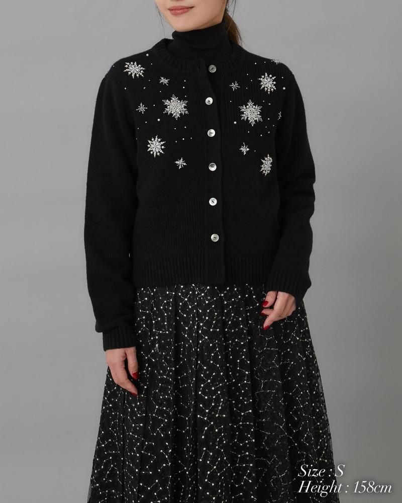 スノーフレイクカーディガン(ブラック) - seventen