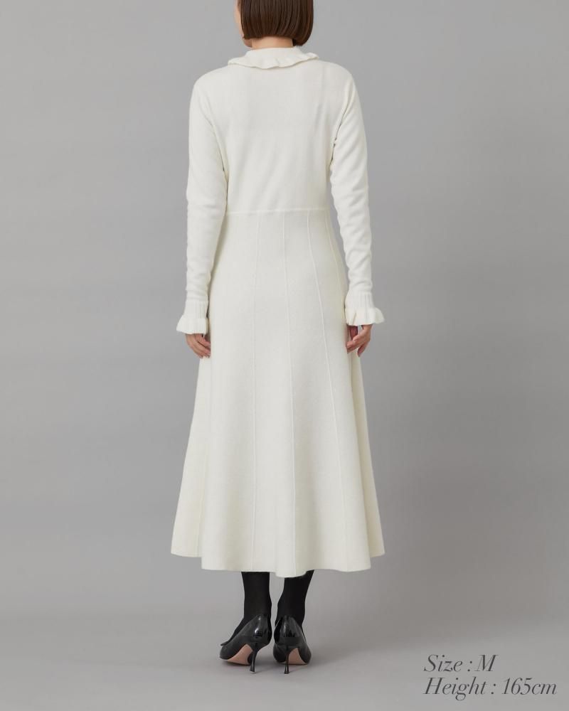 フリル襟ニットワンピース(グレー) - seventen