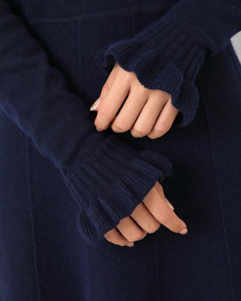 フリル襟ニットワンピース(ネイビー) - seventen