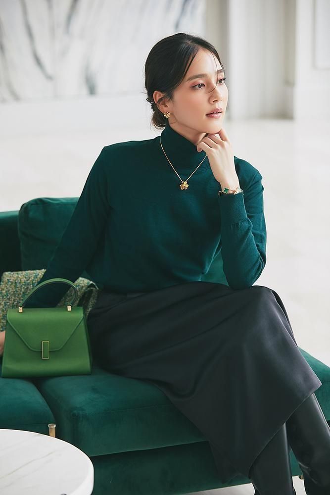 ショルダーパットタートルニット(グリーン) - seventen