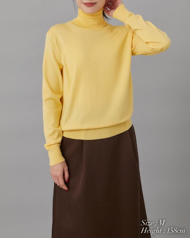 ショルダーパットタートルニット(イエロー) - seventen