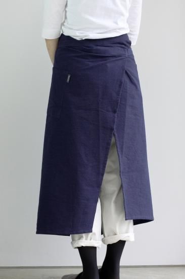 【美品】フランス EMステッチ×トワルドジュイ ギャルソンエプロン[506] Michelle Machoto】エプロン ロング ギャザー 花柄 リネン 刺繍
