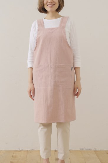 【Her lip to 】Washed Cotton Apron エプロンカラーピンク