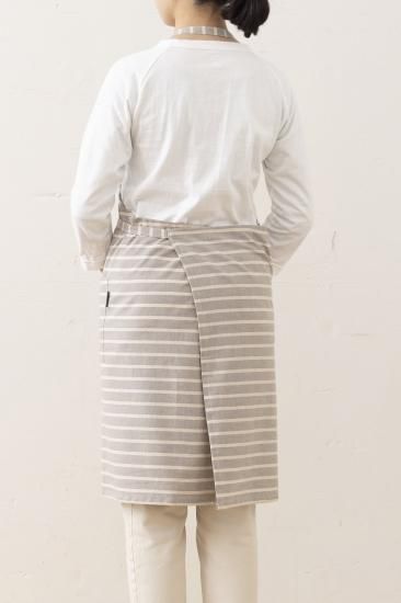 綿麻ボーダーエプロン - l'atelier-nuuit online store
