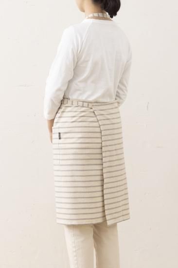 綿麻ボーダーエプロン - l'atelier-nuuit online store