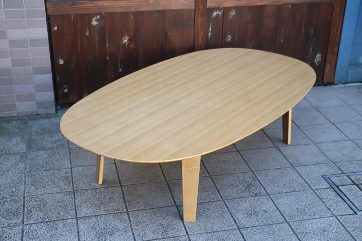 売れ筋介護用品も! 廃盤品 無印 muji タモ材 オーバル ローテーブル