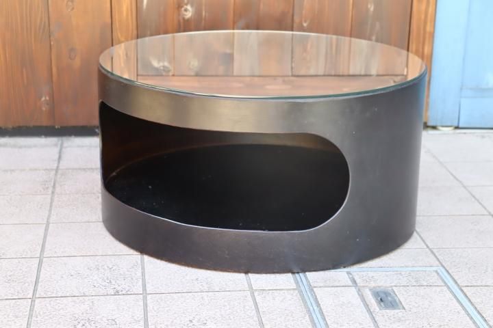 SEMPRE Villa MILANOプライウッドサイドテーブル/ガラス付/美品 SEMPRE Villa MILANOプライウッドサイドテーブル/ガラス付/美品