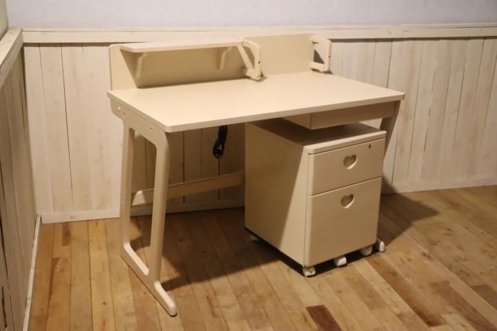 90220☆2点セット karimoku エテルナ デスク&袖机 デスクワゴン