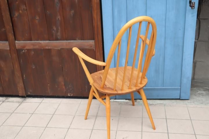 ERCOL アーコール クエーカーチェア イギリス 椅子 １脚 木製 ダイニング イギリス アーコール社 ercol スタッキングチェア グリーンドット ち1-7