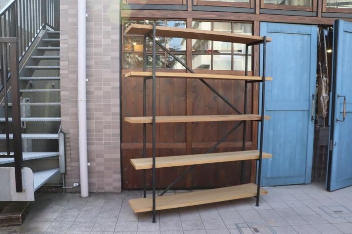 インダストリアルモダン 無垢材×アイアン オープンシェルフ