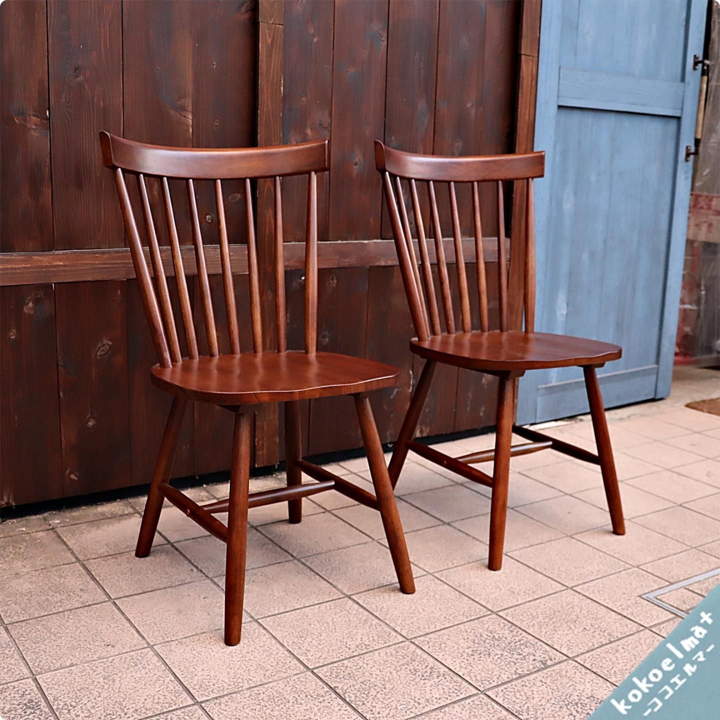 ② 北欧レトロ 上久商店 大川家具 ノゾミ 回転式 天然木製椅子 アームチェア 北欧モダン ダイニングチェア | 木製 アームチェア - 大川家具