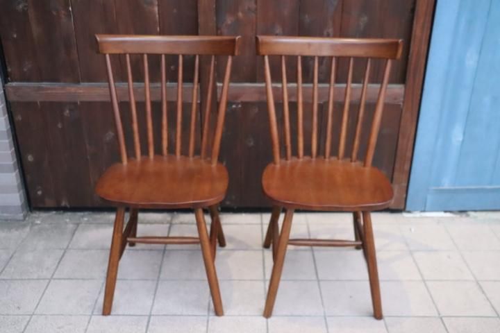 ② 北欧レトロ 上久商店 大川家具 ノゾミ 回転式 天然木製椅子 アームチェア 北欧モダン ダイニングチェア | 木製 アームチェア - 大川家具