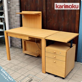 karimoku(カリモク家具)のBuona scelta(ボナ シェルタ) オーク材 パーソナルデスクセットです。北欧テイストのスッキリとしたスマートなデザインは事務机やお子様の学習机におススメ♪