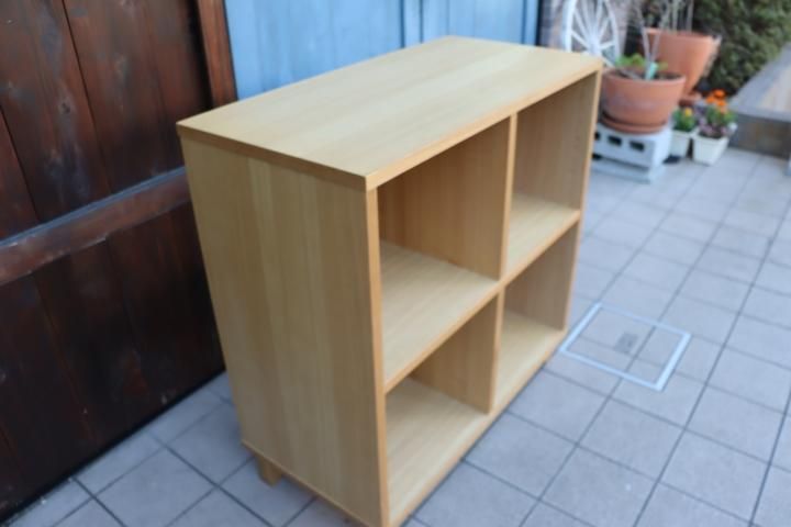 人気の無印良品(MUJI)の木製シェルフ2×2/タモ材 ナチュラルです 人気の無印良品(MUJI)の木製シェルフ2×2/タモ材 ナチュラルです