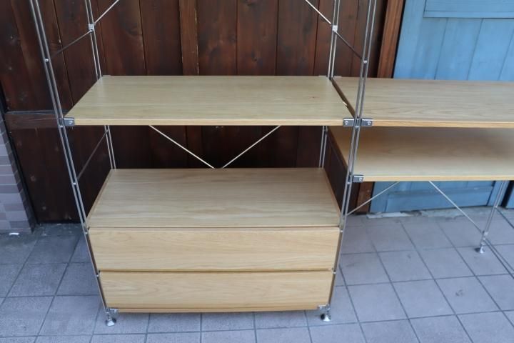 無印良品(MUJI)のステンレス×オーク材、2列・引き出し・BOX付 無印良品(MUJI)のステンレス×オーク材、2列・引き出し・BOX付