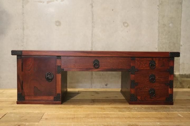 美品 菊幸製 伝統工芸 欅材 拭き漆塗 南部鉄金具 民芸