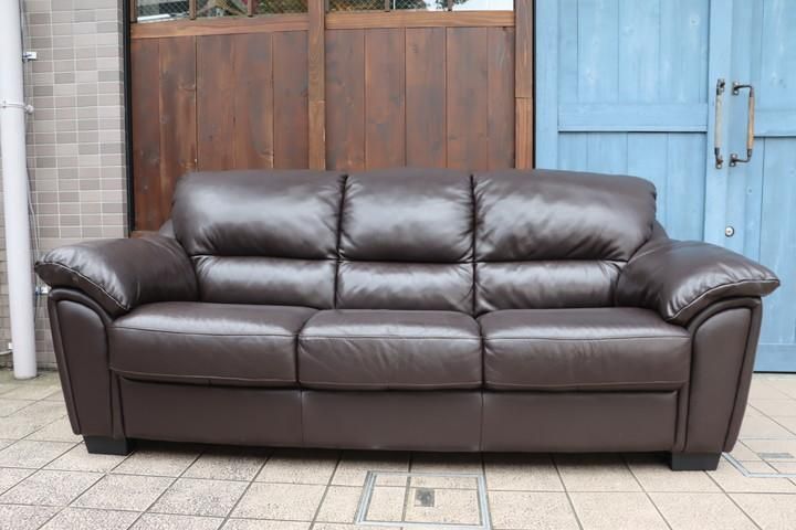 値下げ/IDC OTSUKA(大塚家具)のアルバ総本革張り3人掛けソファ 値下げ/IDC OTSUKA(大塚家具)のアルバ総本革張り3人掛けソファ