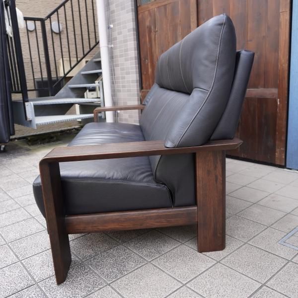 値下げ/karimoku(カリモク家具)のダンテ 本革3人掛けソファです