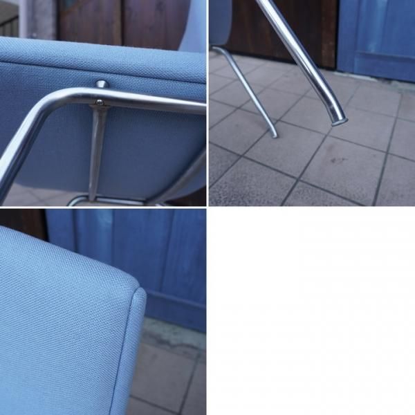 値下げ/AP Stolen(APストーレン)社のHans J. Wegner(ハンス・J・ウェグナー)デザインAP37カストラップチェアです。 ライトブルーの優しい色合いとスチール脚がアクセントに② - kokoelma -ココエルマ- 雑貨・中古家具・北欧家具・アンティーク家具の通販  インテリア 