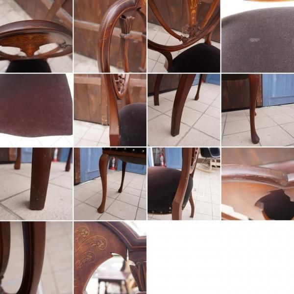 アンティーク調の象嵌細工を施したアームレスチェアです。イタリアン