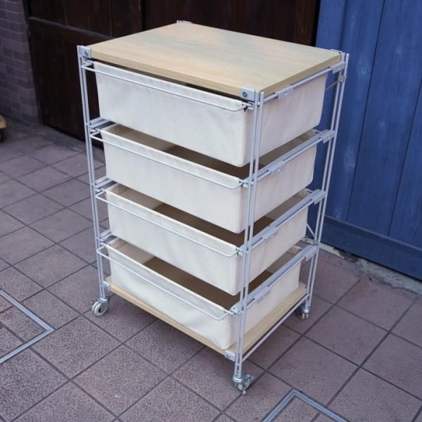 無印良品(MUJI)のスチール2段帆布バスケット付きユニット 無印良品(MUJI)のスチール2段帆布バスケット付きユニット