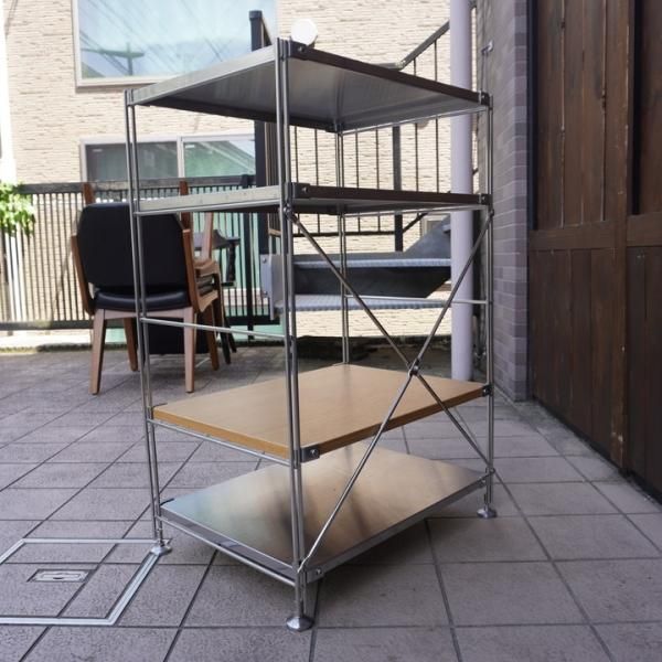 無印良品(MUJI)の人気のオーク材×ステンレス 4段ユニットシェルフです