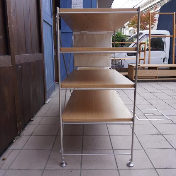 無印良品(MUJI)のオーク材 4段帆布バスケット付きステンレス 無印良品(MUJI)のオーク材 4段帆布バスケット付きステンレス