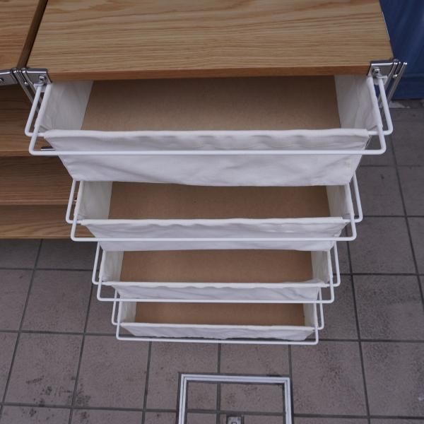 無印良品(MUJI)のオーク材 4段帆布バスケット付きステンレス 無印良品(MUJI)のオーク材 4段帆布バスケット付きステンレス