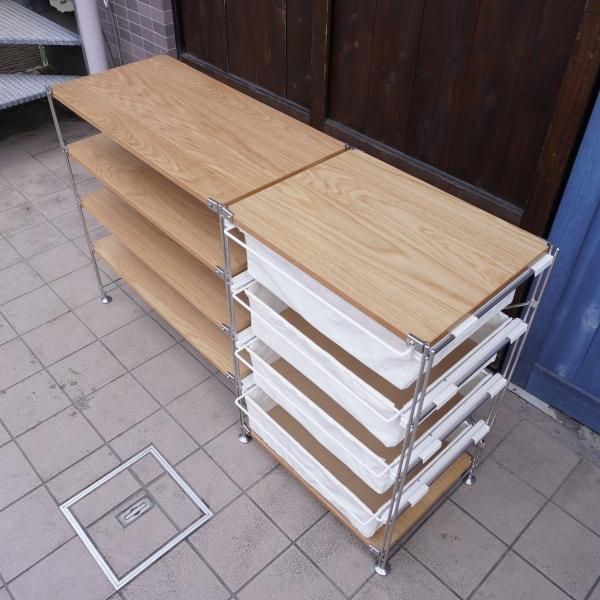 無印良品(MUJI)のオーク材 4段帆布バスケット付きステンレス 無印良品(MUJI)のオーク材 4段帆布バスケット付きステンレス