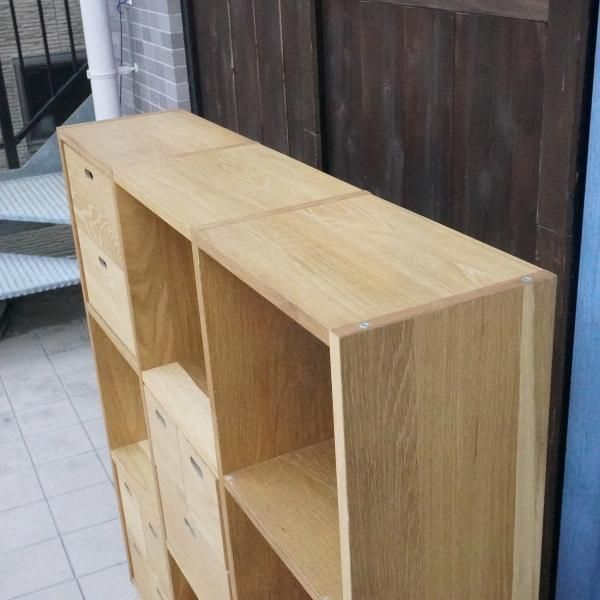 人気の無印良品(MUJI)のオーク材 3段・3列スタッキングシェルフ 人気の無印良品(MUJI)のオーク材 3段・3列スタッキングシェルフ