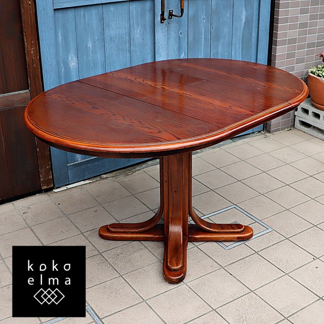 三越ブルージュ(Brugge)の英国カントリースタイル オーク材 伸長式ダイニングテーブルです。アンティーク調のクラシックなデザインが魅力のエクステンションテーブルです。Shin Lee/シンリー