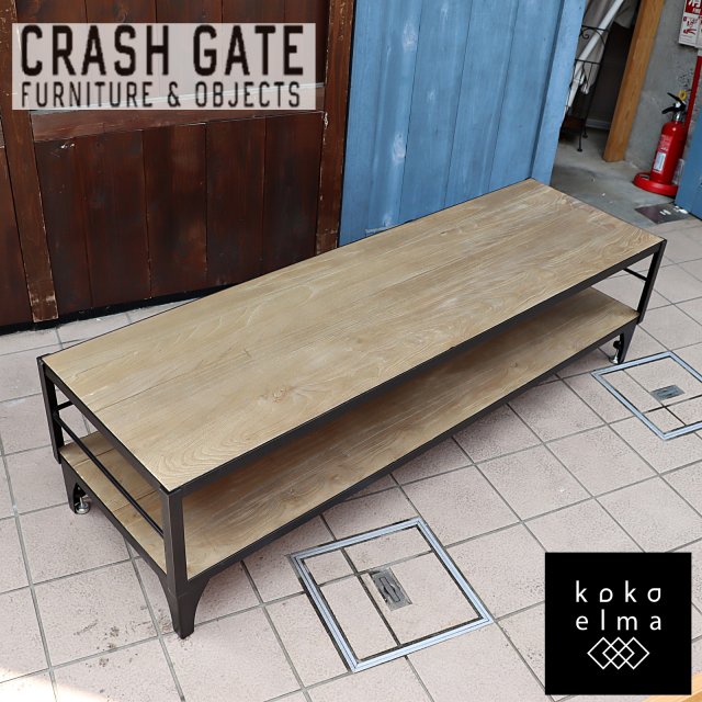 未使用品◆CRASH GATE(クラッシュゲート)のDIXIE(ディキシー)テレビボードです。ワイルドな木感が特徴のニレ古材と鉄を使ったローボード。インダストリアルな雰囲気はブルックリンスタイルに♪