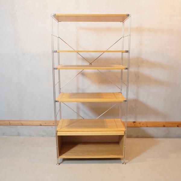 無印良品 ユニットシェルフ フラップ扉ボックス 廃盤品 オーク材 値下げ/無印良品(MUJI)のステンレス×オーク材、ガラス引き戸