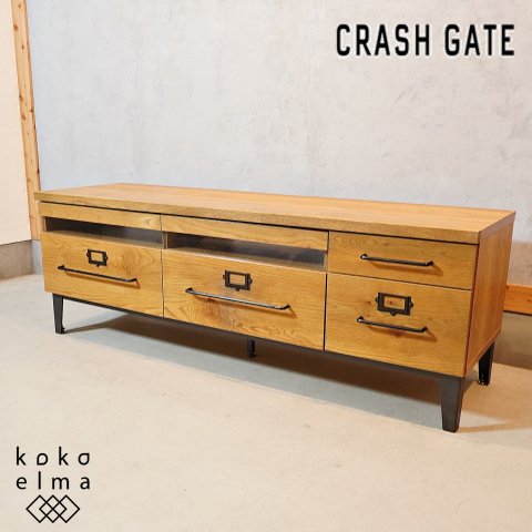 CRASH GATE(クラッシュゲート)/Easy Life(イージーライフ)のジョージ  テレビボードです。オーク材と鉄脚を合わせたインダストリアルなローボードはブルックリンスタイルなどに。 - kokoelma　-ココエルマ-