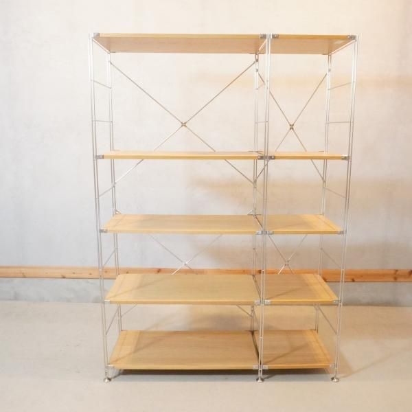 無印良品(MUJI)のオーク材 2連ステンレスユニットシェルフです 無印良品(MUJI)のオーク材 2連ステンレスユニットシェルフです