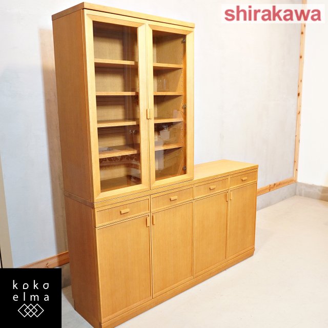 飛騨高山の家具メーカーshirakawa(シラカワ)の食器棚セットです。北欧スタイルや和の空間、レトロモダンなどのインテリアに優しく溶け込むシンプルなカップボード♪
