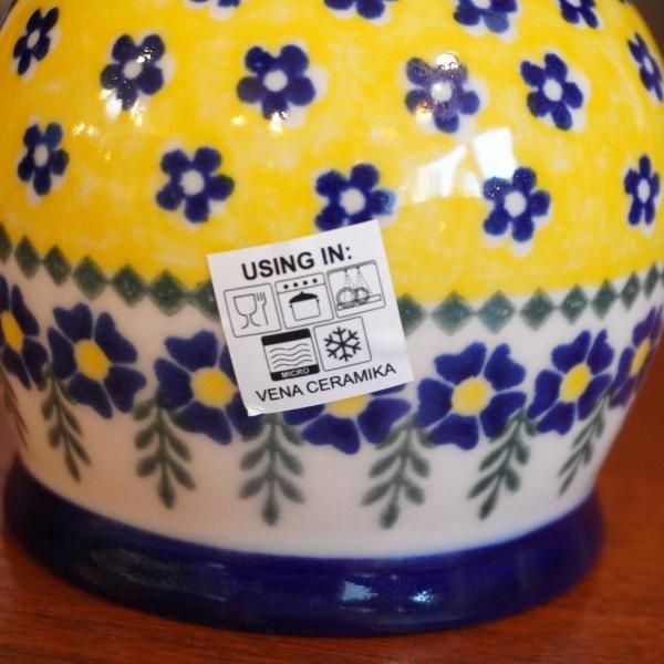 新品　ポーランド食器　バスケット　ウェーブボウル　黄色とピンクのバラ　ミレナ社製 新品バスケット 型ウェーブボウル 黄色とピンクのバラ ポーランド食器