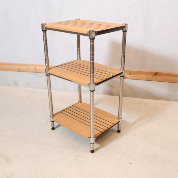 【高価値】 HOME ERECTA(ホームエレクター)のウッド3段シェルフです スチールラック・メタルラック