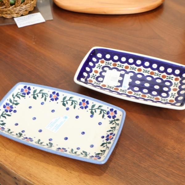 ポーリッシュポタリー　ポーランド食器　花柄　スクエアプレート2枚セット ポーランドの伝統的な食器 Polish Pottery(ポーリッシュ