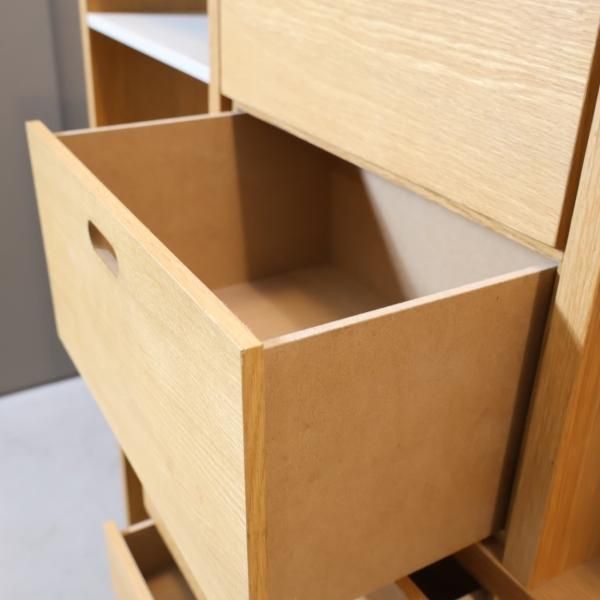 人気の無印良品(MUJI)のオーク材 3段・3列スタッキングシェルフ/引出し