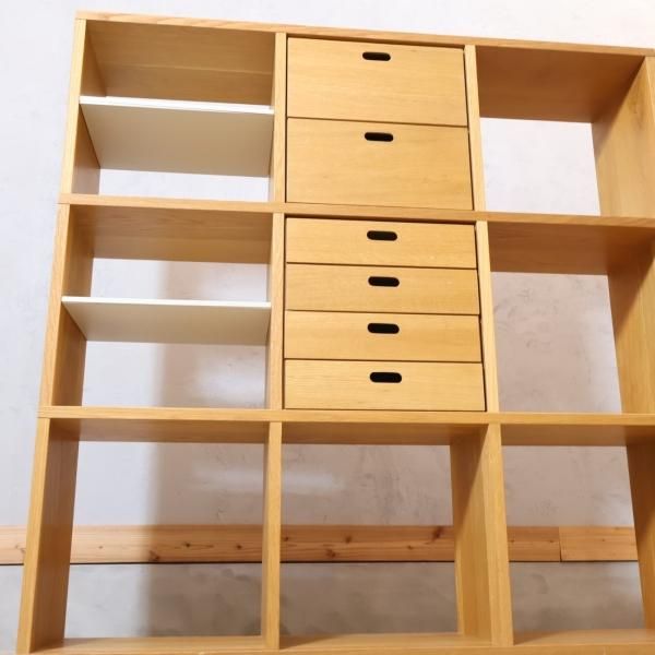 人気の無印良品(MUJI)のオーク材 3段・3列スタッキングシェルフ