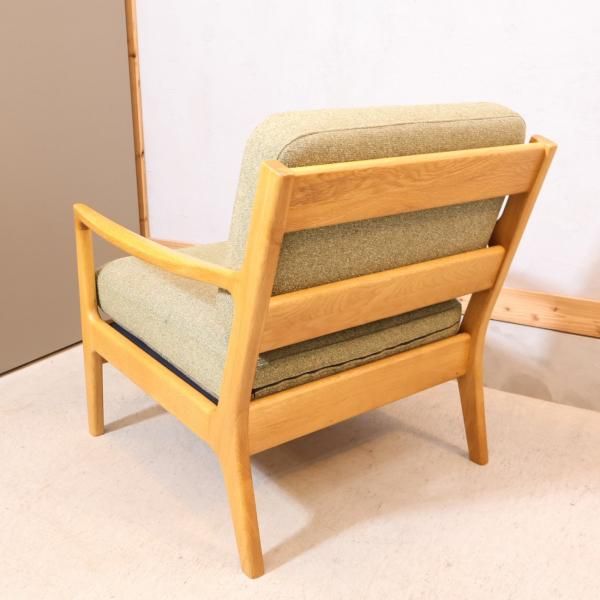 IDC OTSUKA(大塚家具)の人気シリーズNordy(ノルディー) アームチェアです！オーク材の明るい木肌にグリーン系のカラーのファブリックが 優しい印象のラウンジチェア。ゆったりとした座り心地も◎ - kokoelma -ココエルマ- 雑貨・中古家具・北欧家具・アンティーク家具の 